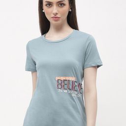 Madame Printed Round Neck Short Sleeves Cotton Top-image-15