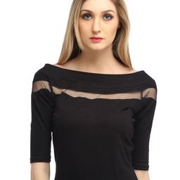 Cation Black Boat Neck Cotton Top-image-7
