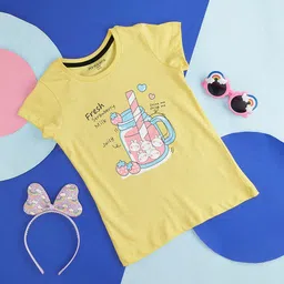 Pantaloons Junior Girls Graphic Printed Cotton T-shirt-image-50