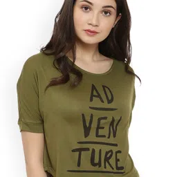 Campus Sutra Olive Green Printed Crop Pure Cotton Top-image-57