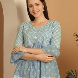 Rajnandini Floral Print Ethnic Cotton Top-image-69