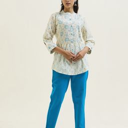 Jaipur Kurti Floral Printed Gathered Top-image-76