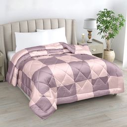LINENWALAS Happy Sleeping Mauve Checked AC Room Bamboo Silk 300 GSM Double Bed Duvet-image-12