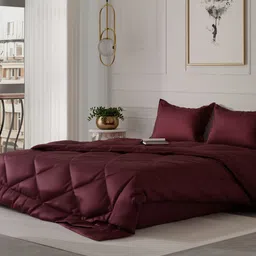 Stoa Paris Date Night  Burgundy  Ultra Silky Soft Satin 150 GSM Double Bed Comforter-47