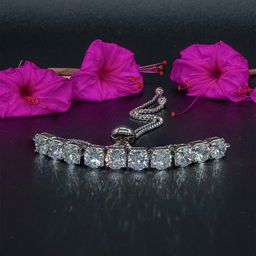 Manikya American Diamond Rhodium-Plated Wraparound Bracelet-38