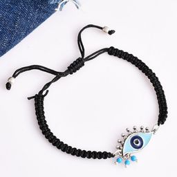 Voylla Silver-Plated Evil Eye Wraparound Oxidized Bracelet-56