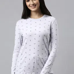 Enamor Women Purple Printed Cotton Lounge Tshirts-image-28