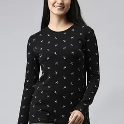 Enamor Women Black Printed Lounge Tshirt-image-44