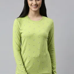 Enamor Women Green Printed Lounge Tshirt-picture-25
