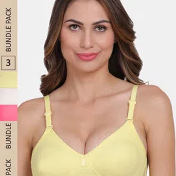 Amour Secret Pack of 3 Non Padded Non-Wired All Day Comfort Everyday Bra B404_Dpnk_Skn_Ylw-picture-34