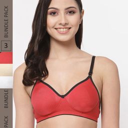 Docare Women White & Cream-Coloured Pack Of 3 Cotton Bra-image-65