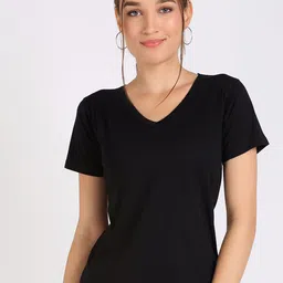 COLOR CAPITAL V-Neck Short Sleeves Opaque Regular Top-picture-18