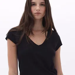 COLOR CAPITAL V-Neck Short Sleeves Opaque Casual Top-image-85