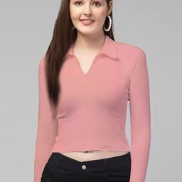 Dream Beauty Fashion Shirt Collar Fitted Crop Top-picture-30