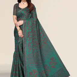 Winza Designer Teal & Red Floral Zari Kota Saree-picture-51