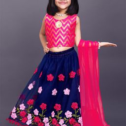 BAESD Girls Chevron Printed Thread Work Ready to Wear Lehenga & Blouse With Dupatta-picture-7