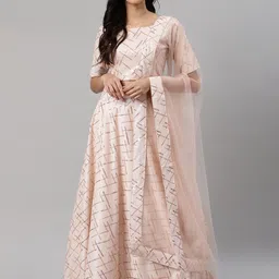 SHUBHKALA Embellished Semi-Stitched Lehenga & Unstitched Blouse With Dupatta-picture-13
