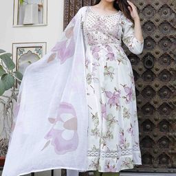 SINGNI Women Ethnic Motifs Embroidered Regular Kurta with Trousers & With Dupatta-45