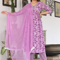 SINGNI Women Ethnic Motifs Embroidered Regular Kurta with Trousers & With Dupatta-image-26