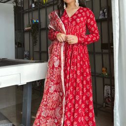 KALINI Women Floral Printed Regular Pure Cotton Kurta with Trousers & With Dupatta-image-118