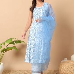 FIORRA Women Floral Printed Regular Pure Cotton Kurta with Trousers & With Dupatta-26