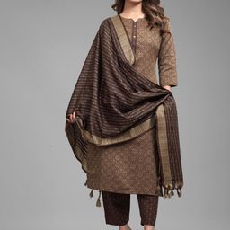 FASHIRE Women Ethnic Motifs Regular Pure Cotton Kurta with Trousers & With Dupatta-46