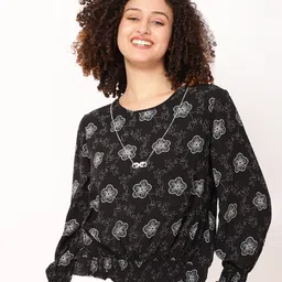 FUTURO Floral Printed Cuffed Sleeves Blouson Top-image-35