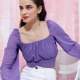 Tokyo Talkies Square Neck Styled Back Crop Top-image-61