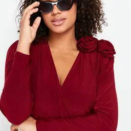 Trendyol V-Neck Long Sleeve Blouson Top-picture-39