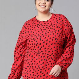 Oxolloxo Plus Size Animal Printed Puff Sleeves Top-picture-26