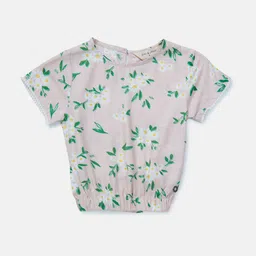 Gini and Jony Pink Floral Print Cotton Blouson Top-image-95