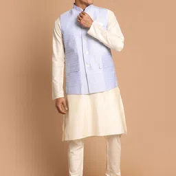 VASTRAMAY Men Beige Solid  Festive A-Line Kurta Sets-picture-57