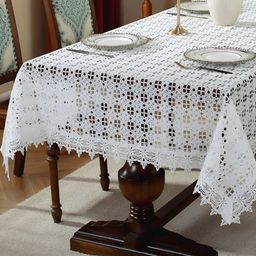 TANLOOMS White Floral Anti-Slip 2-Seater Table Cover with Embroidered details-image-25