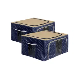 Kuber Industries Set Of 2 Navy Blue & Brown Printed Storage Box With Clear Window-4
