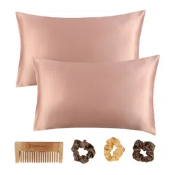 BePlush Beige 2 Pieces Satin Rectangle Pillow Covers-image-5