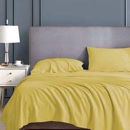 Bevi Yellow 180 TC King Bedsheet with 2 Pillow Covers-image-8
