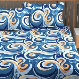 Innovative Edge Blue 160 TC King Bedsheet with 2 Pillow Covers-image-1