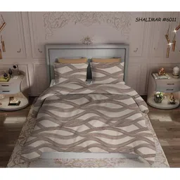 Innovative Edge Brown Striped 180 TC King Bedsheet with 2 Pillow Covers-image-53