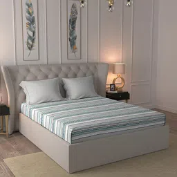 MYTRIDENT Grey & White Printed Cotton 210 TC King Bedsheet with 2 Pillow Covers-34