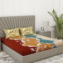 Story@home Printed 186 TC Cotton Queen Bedsheet with 2 Pillow Covers-image-33