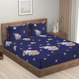HOSTA HOMES Graphic 210 TC Queen Bedsheet with 2 Pillow Covers-image-3