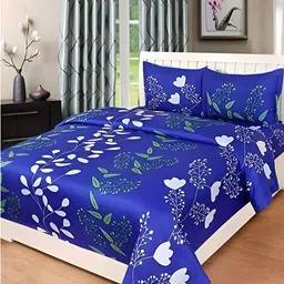Supreme Home Collective Blue 144 TC Queen Bedsheet with 2 Pillow Covers-image-92