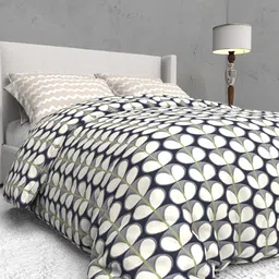 THE WHITE MOSS White & Grey Geometric 400 TC Queen Bedsheet with 2 Pillow Covers-22
