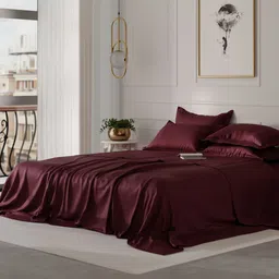 Stoa Paris Date Night Burgundy 300 TC King Bedsheet with 4 Pillow Covers-40