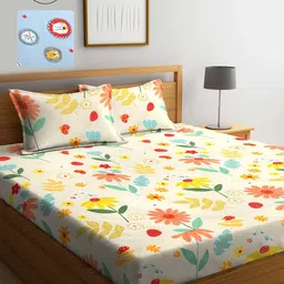 KLOTTHE Floral 210 TC Polycotton 2 Double Bedsheet with 4 Pillow Covers-28