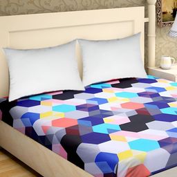 Supreme Home Collective Black& Blue Geometric Microfiber 144 TC Queen Bedsheet-image-21
