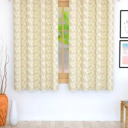 Story@home Cream-Coloured Set of 2 Floral Room Darkening Window Curtain-image-16