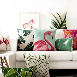 AEROHAVEN Green & White 5 Pieces Abstract Square Cushion Covers-image-37