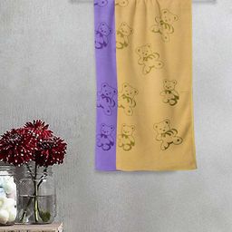 FABINALIV Kids Beige & Purple 2 Pieces Printed 300 GSM Cotton Bath Towel-16