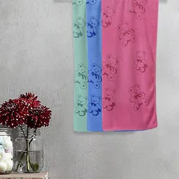 FABINALIV Kids Blue & Green 3 Pieces Printed 300 GSM Cotton Bath Towels-image-45